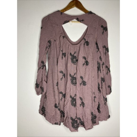 Free People Purple Gauze Dress Hippie Boho Women's Small Oversized Flowy READ - Picture 8 of 13